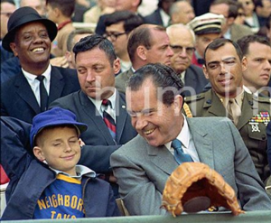 Richard Nixon at baseball game